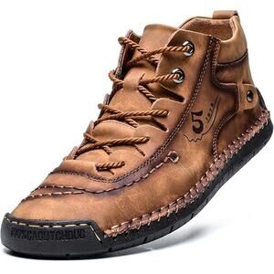 Alcubieree Mens Size 11 Brown Faux Leather Lace Up Ankle Chukka Anti Slip Boots